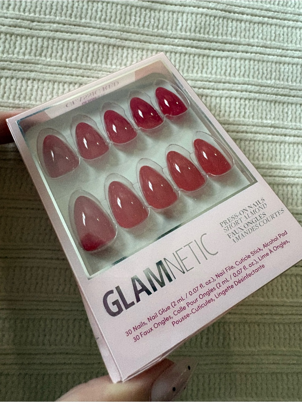 Glamnetic Classic Red Press-On Nails Short Almond - Picture 4 of 9